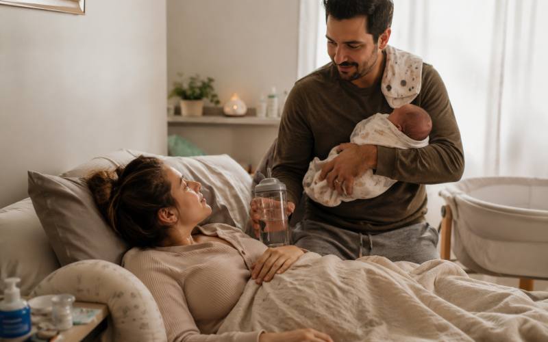 Dad supporting partner postpartum - postpartum support guide for partners