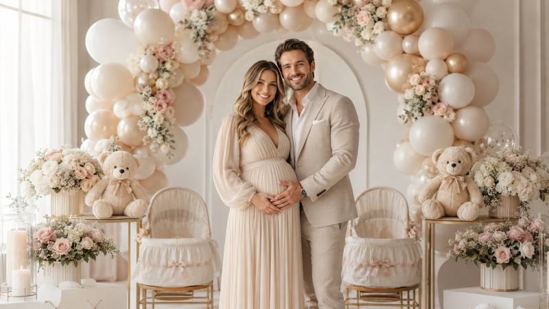 Twin baby shower with doubled decor and two-peas theme